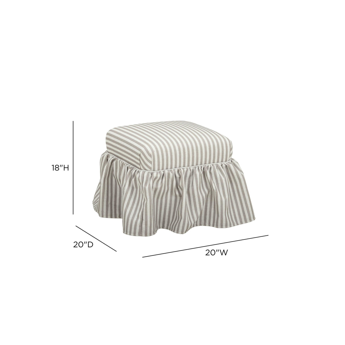 TOV Gertrude Striped Khaki Linen Ottoman