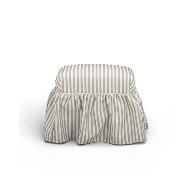 TOV Gertrude Striped Khaki Linen Ottoman