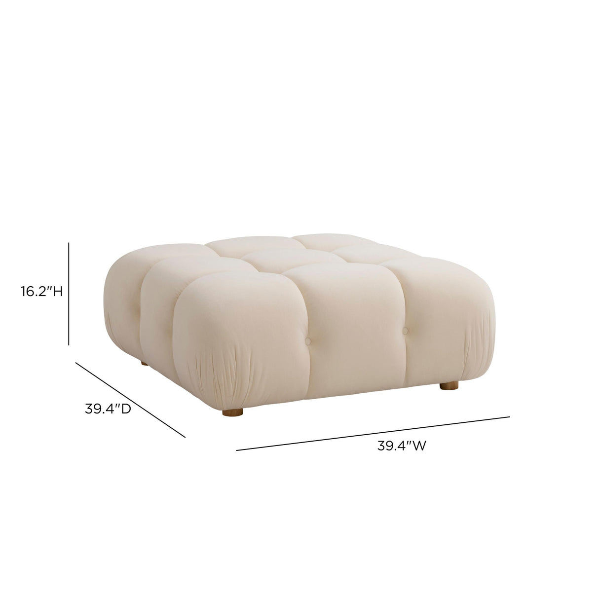 TOV Calliope Cream Performance Velvet Modular Ottoman