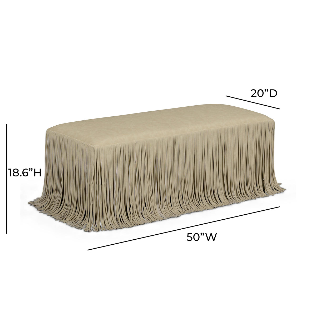 TOV Shag Me Distressed Tan Performance Vegan Leather Bench