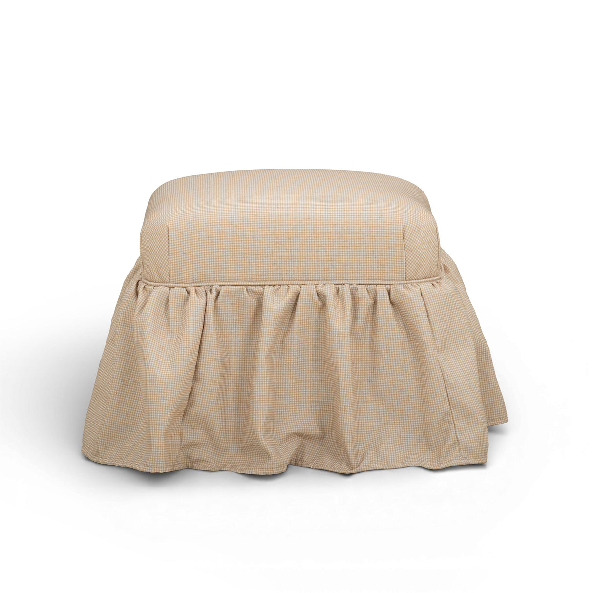 TOV Gertrude Yellow Gingham Linen Ottoman