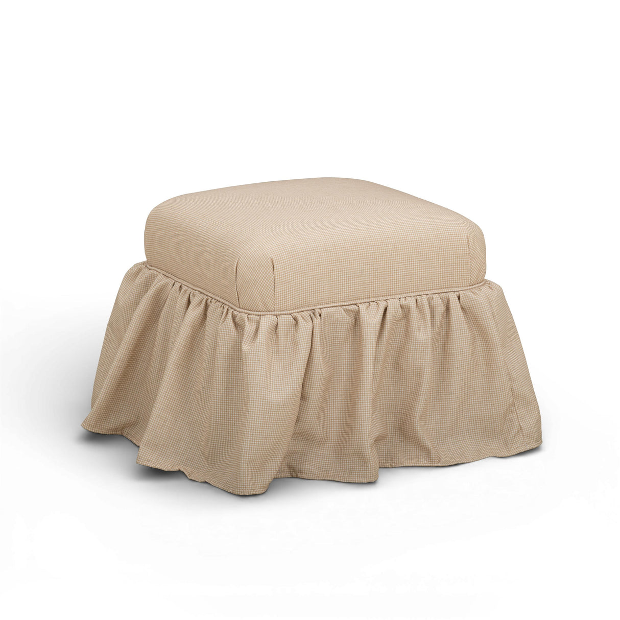 TOV Gertrude Yellow Gingham Linen Ottoman