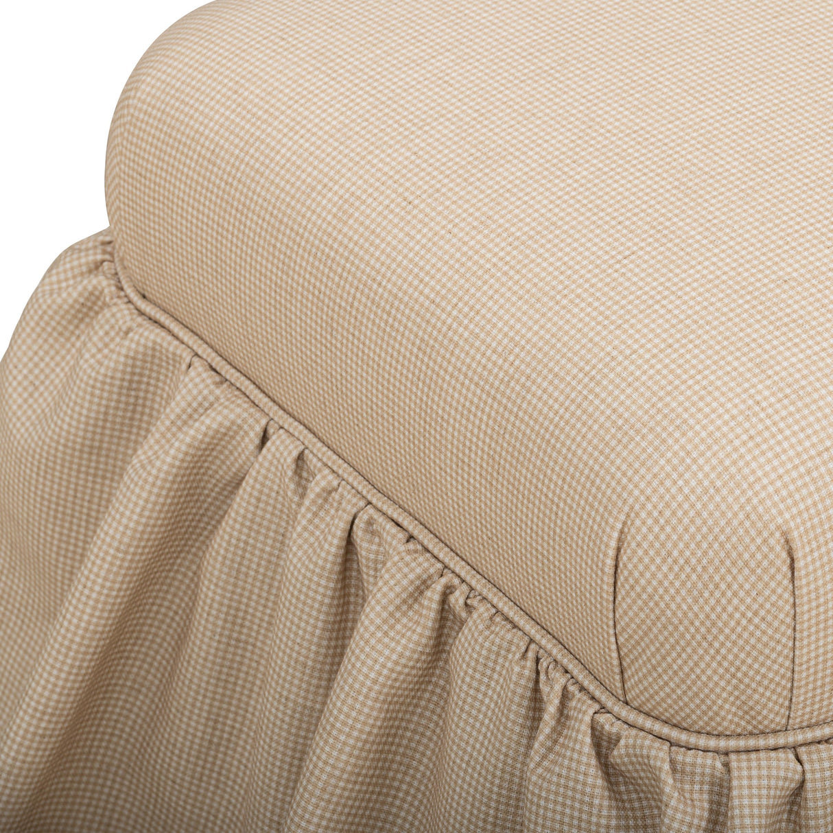 TOV Gertrude Yellow Gingham Linen Ottoman
