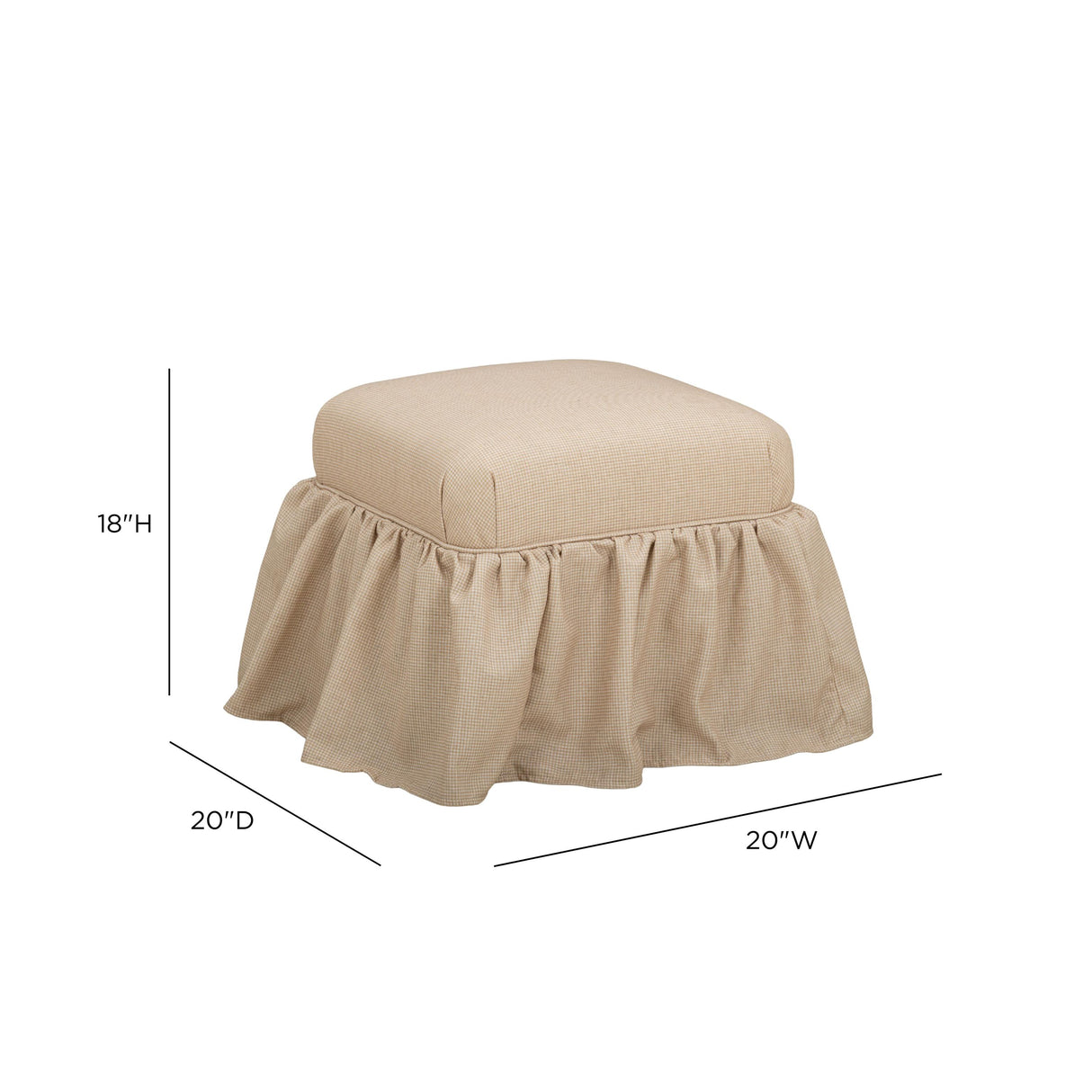 TOV Gertrude Yellow Gingham Linen Ottoman