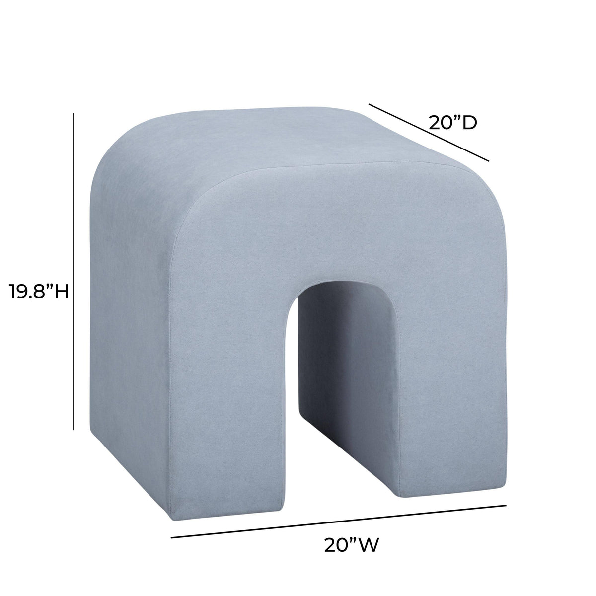 TOV Desi Light Blue Velvet Ottoman