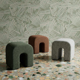 TOV Desi Green Woven Fabric Ottoman