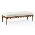 TOV Oodle Cream Vegan Mohair Bench in Walnut