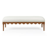 TOV Oodle Cream Vegan Mohair Bench in Walnut