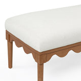 TOV Oodle Cream Vegan Mohair Bench in Walnut