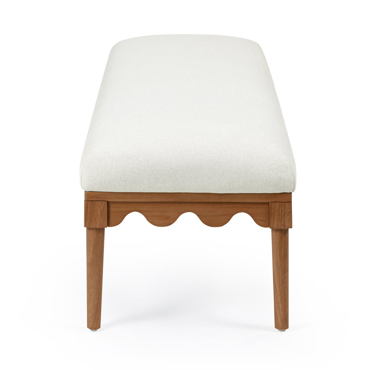 TOV Oodle Cream Vegan Mohair Bench in Walnut