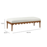 TOV Oodle Cream Vegan Mohair Bench in Walnut