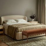 TOV Oodle Bronze Vegan Mohair Bench in Walnut