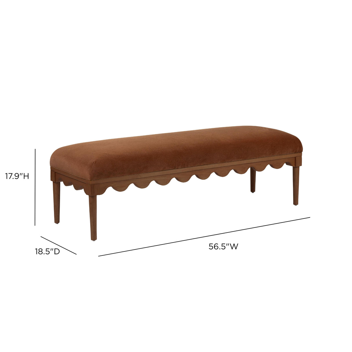 TOV Oodle Bronze Vegan Mohair Bench in Walnut