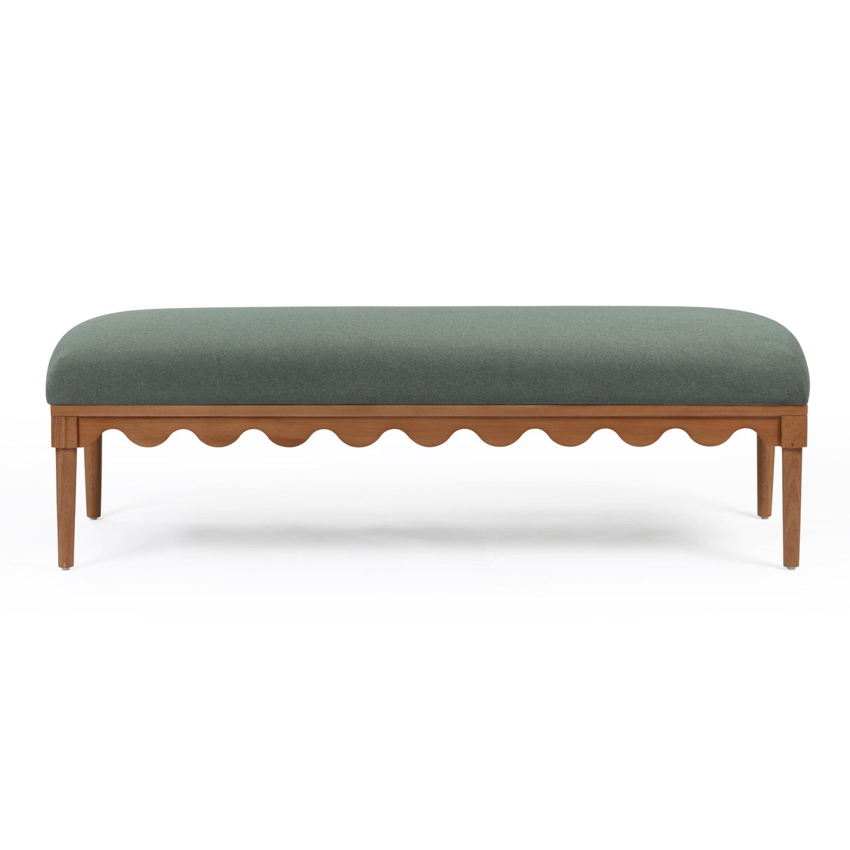 TOV Oodle Green Vegan Mohair Bench in Walnut