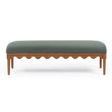 TOV Oodle Green Vegan Mohair Bench in Walnut