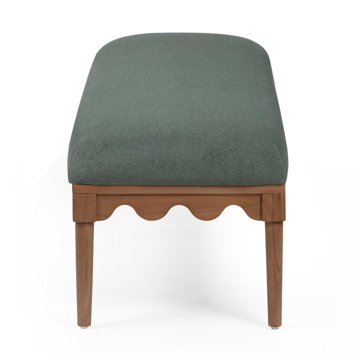 TOV Oodle Green Vegan Mohair Bench in Walnut
