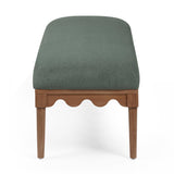 TOV Oodle Green Vegan Mohair Bench in Walnut