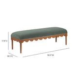 TOV Oodle Green Vegan Mohair Bench in Walnut