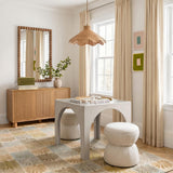TOV Tomlin Cream Performance Chenille Game Ottoman