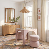 TOV Tomlin Light Pink Performance Chenille Game Ottoman