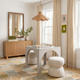 TOV Tomlin Cream Performance Chenille Game Table and Ottoman Set