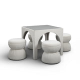 TOV Tomlin Cream Performance Chenille Game Table and Ottoman Set