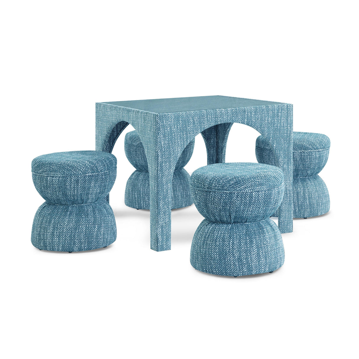 TOV Tomlin Teal Game Table and Ottoman Set