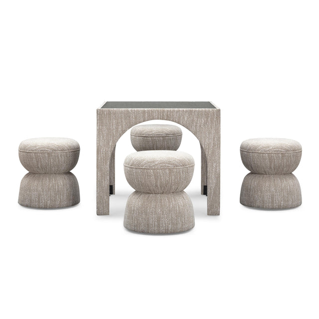 TOV Tomlin Beige Game Table and Ottoman Set
