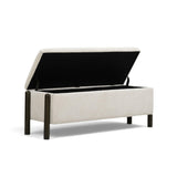 TOV Abby Cream Nubby Fabric Storage Bench