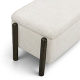 TOV Abby Cream Nubby Fabric Storage Bench