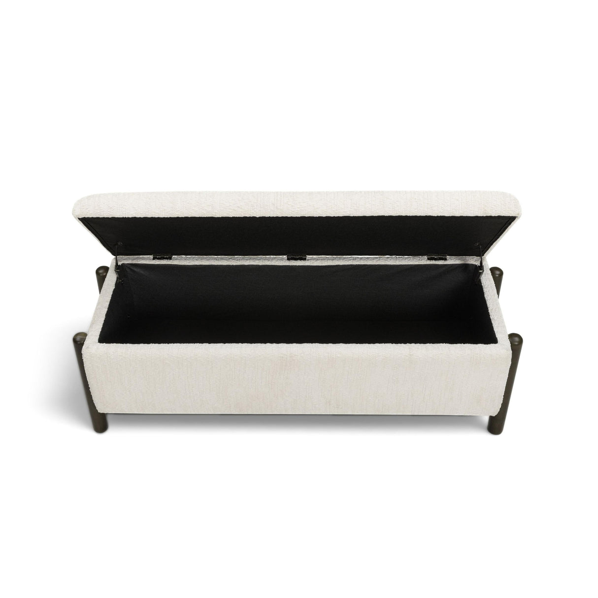 TOV Abby Cream Nubby Fabric Storage Bench