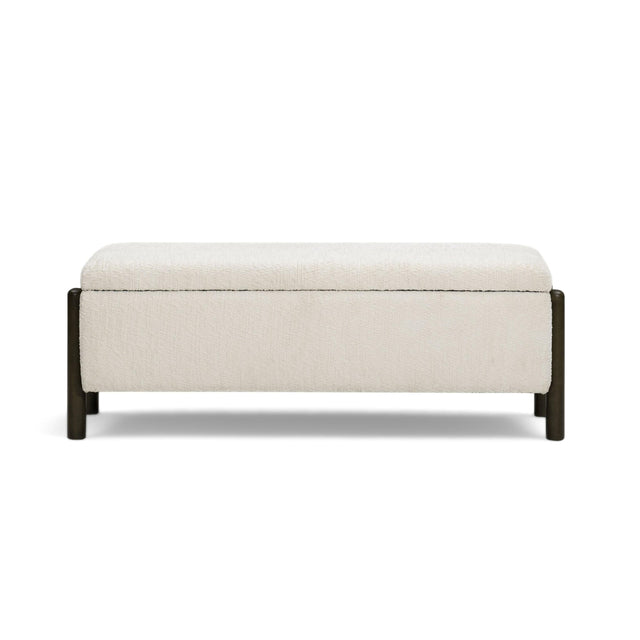 TOV Abby Cream Nubby Fabric Storage Bench