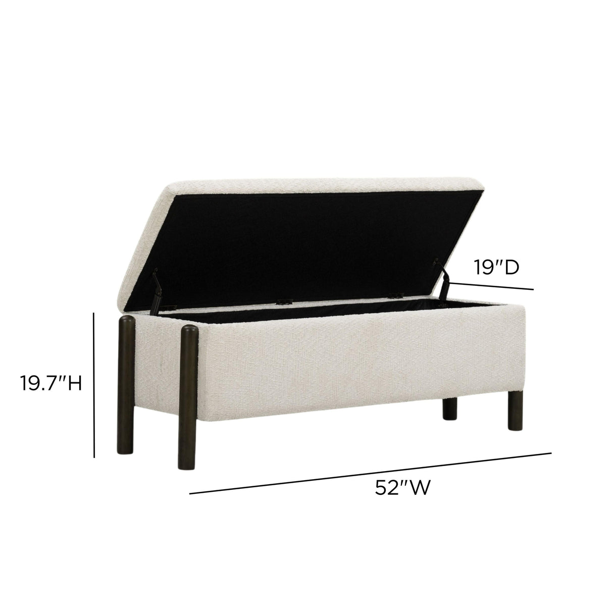 TOV Abby Cream Nubby Fabric Storage Bench