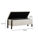 TOV Abby Cream Nubby Fabric Storage Bench