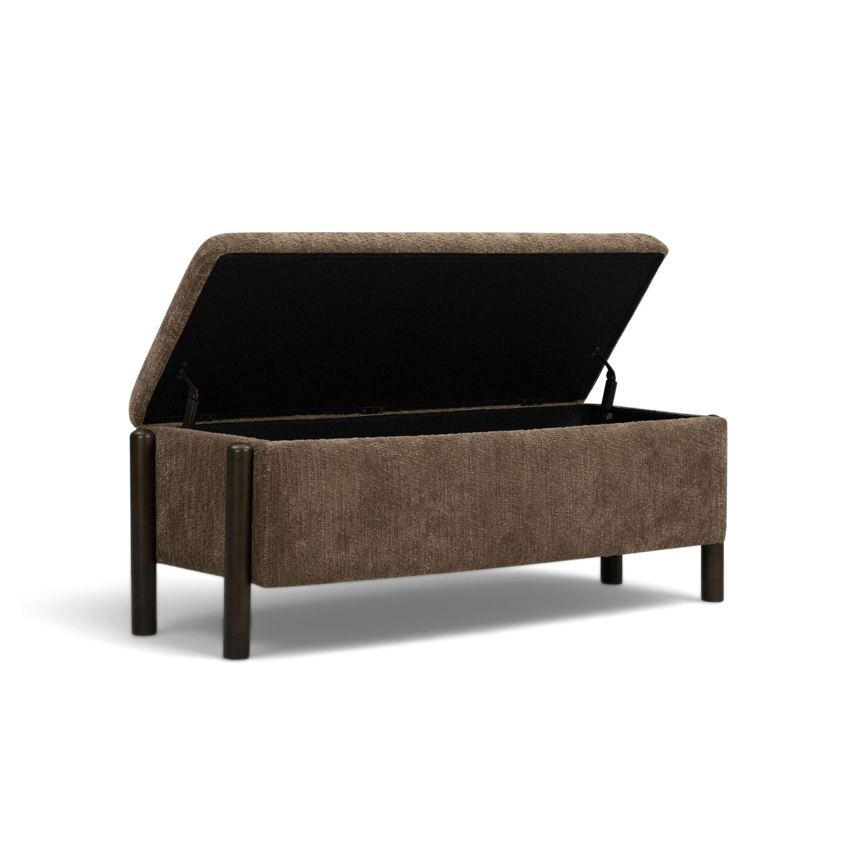 TOV Abby Brown Nubby Fabric Storage Bench