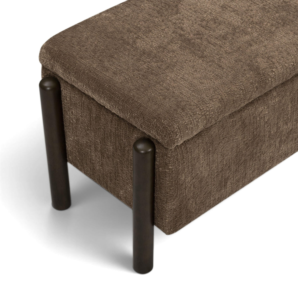 TOV Abby Brown Nubby Fabric Storage Bench