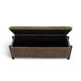 TOV Abby Brown Nubby Fabric Storage Bench