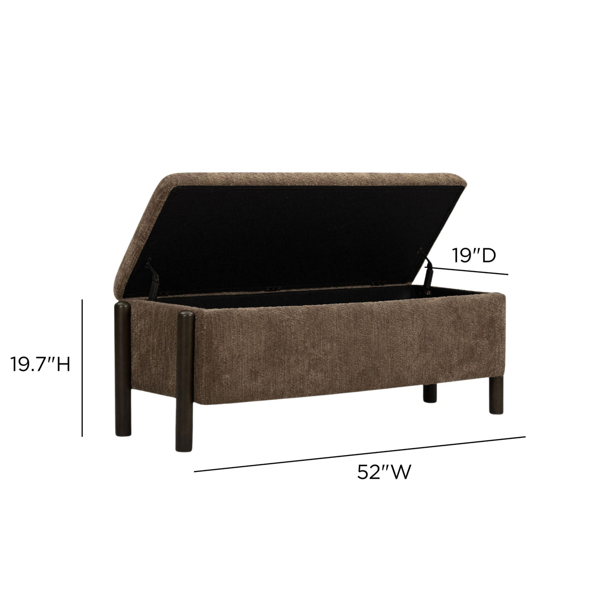 TOV Abby Brown Nubby Fabric Storage Bench