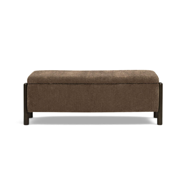 TOV Abby Brown Nubby Fabric Storage Bench
