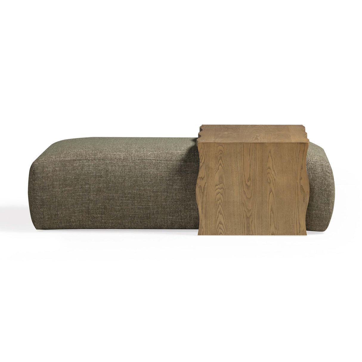 TOV Spencer Olive Green Performance Basketweave Ottoman with Bridge Table