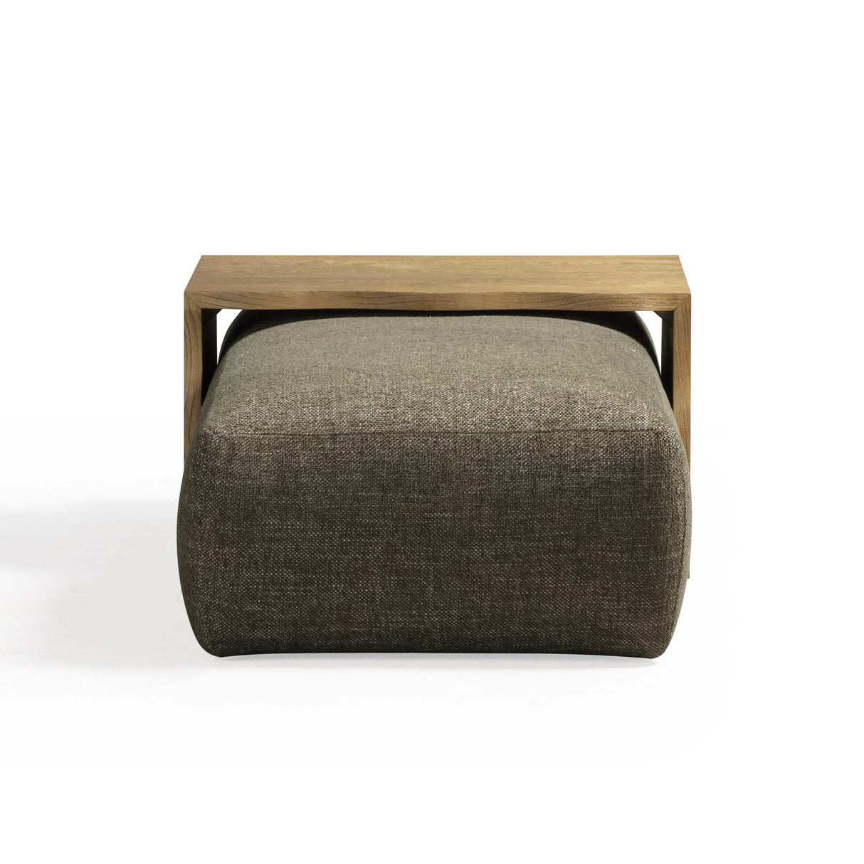TOV Spencer Olive Green Performance Basketweave Ottoman with Bridge Table