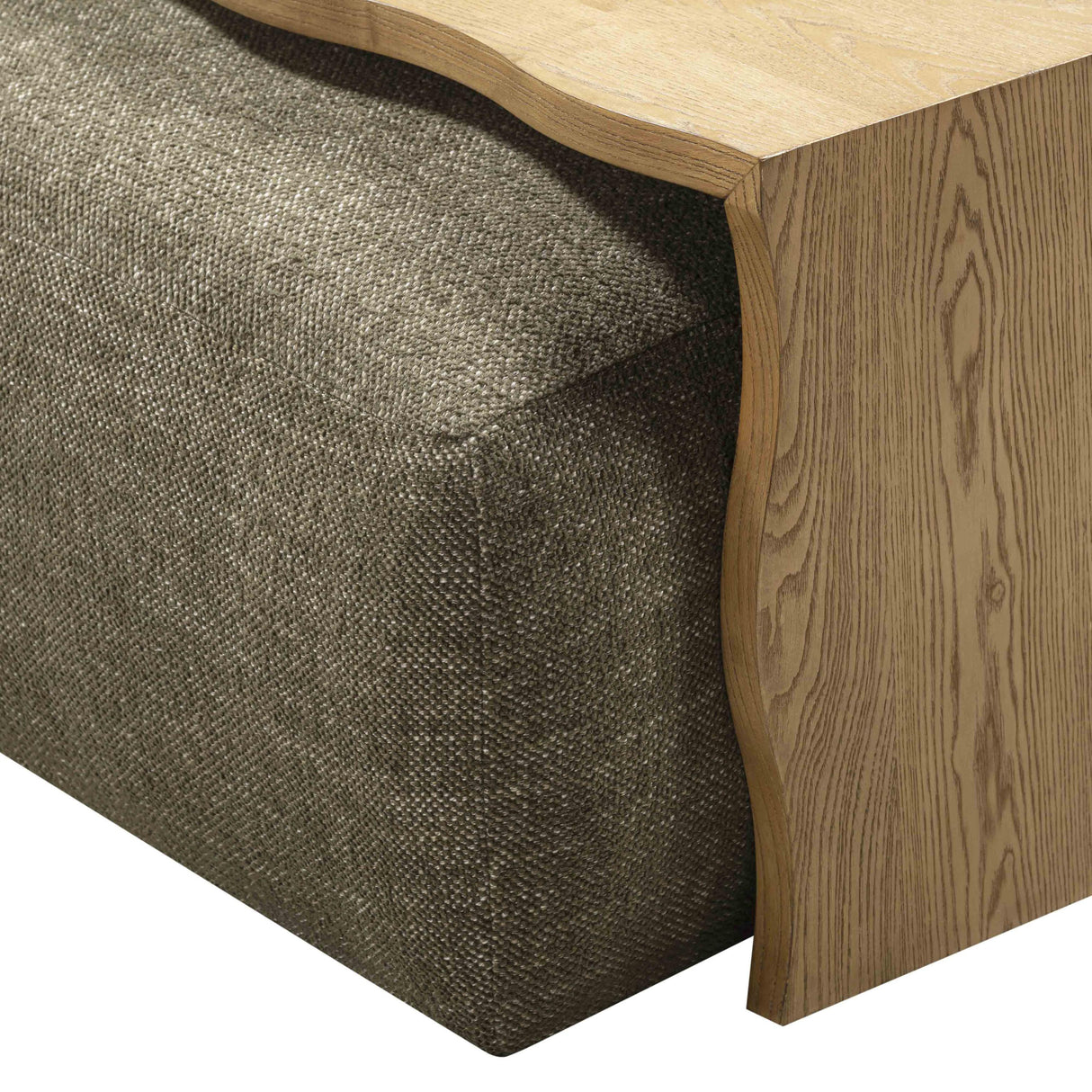 TOV Spencer Olive Green Performance Basketweave Ottoman with Bridge Table
