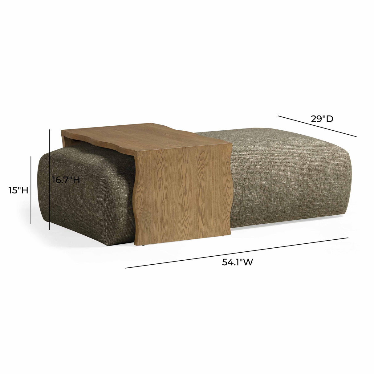 TOV Spencer Olive Green Performance Basketweave Ottoman with Bridge Table