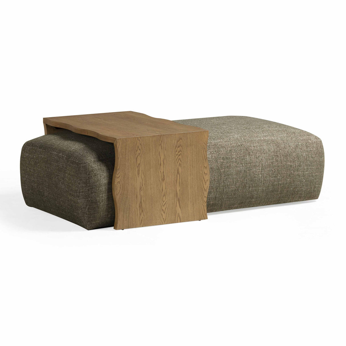 TOV Spencer Olive Green Performance Basketweave Ottoman with Bridge Table