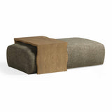 TOV Spencer Olive Green Performance Basketweave Ottoman with Bridge Table
