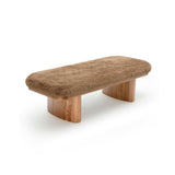 TOV Ollie Taupe Straight Vegan Shearling Large Bench