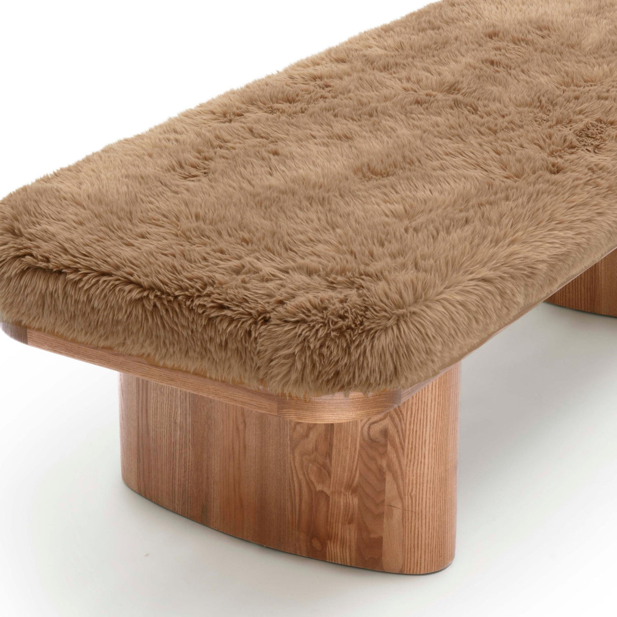 TOV Ollie Taupe Straight Vegan Shearling Large Bench