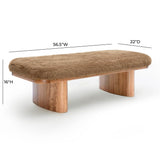 TOV Ollie Taupe Straight Vegan Shearling Large Bench