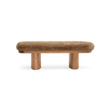 TOV Ollie Taupe Straight Vegan Shearling Bench