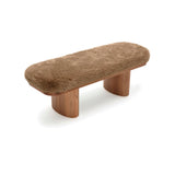 TOV Ollie Taupe Straight Vegan Shearling Bench